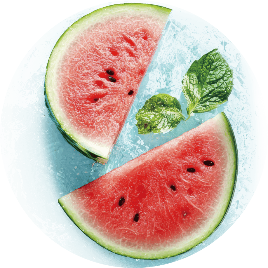 丸い西瓜の画像