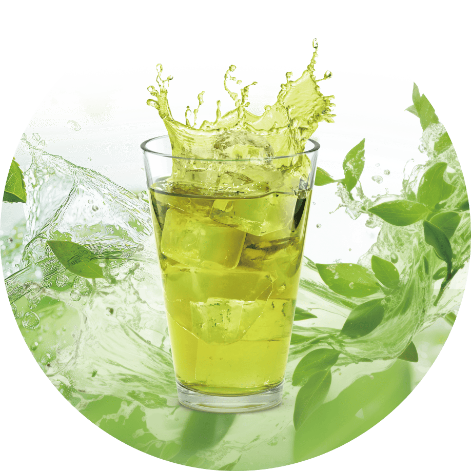 丸い緑茶の画像