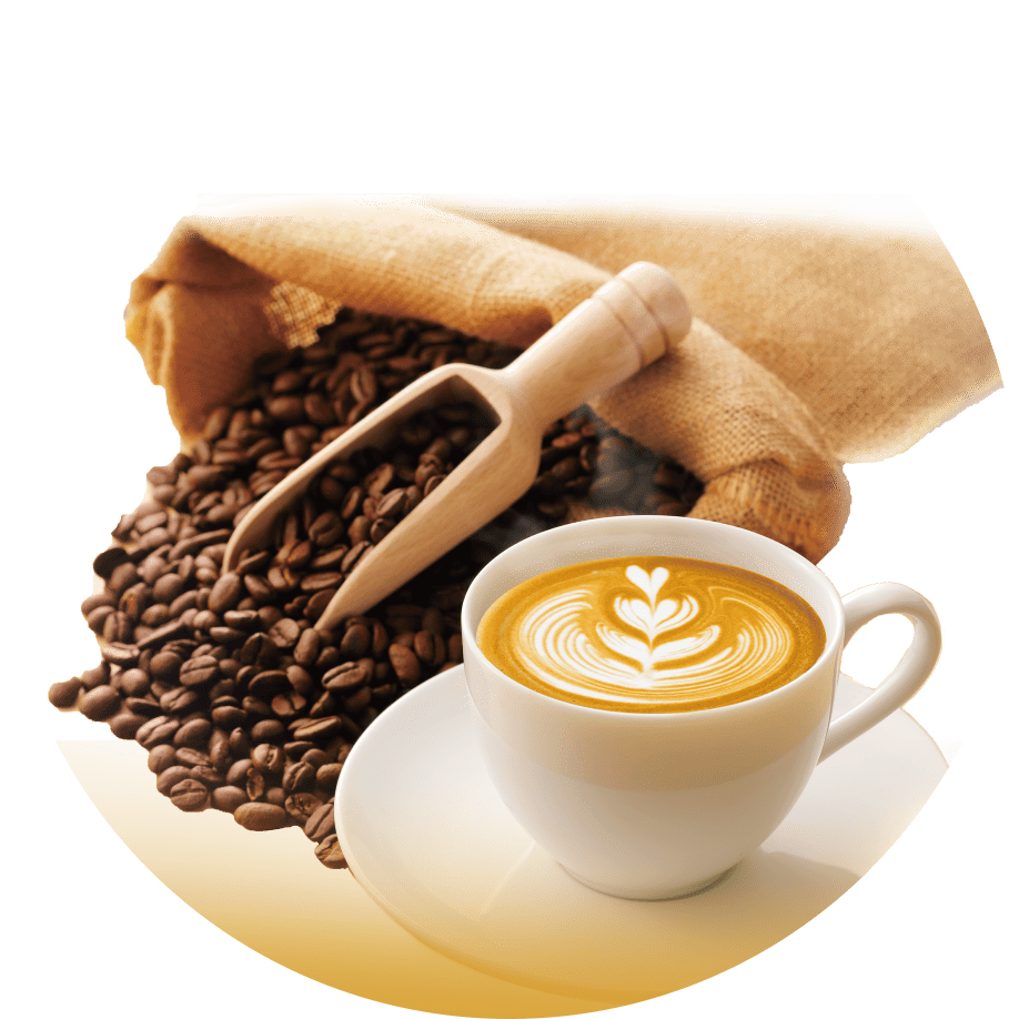 丸いカフェラテの画像